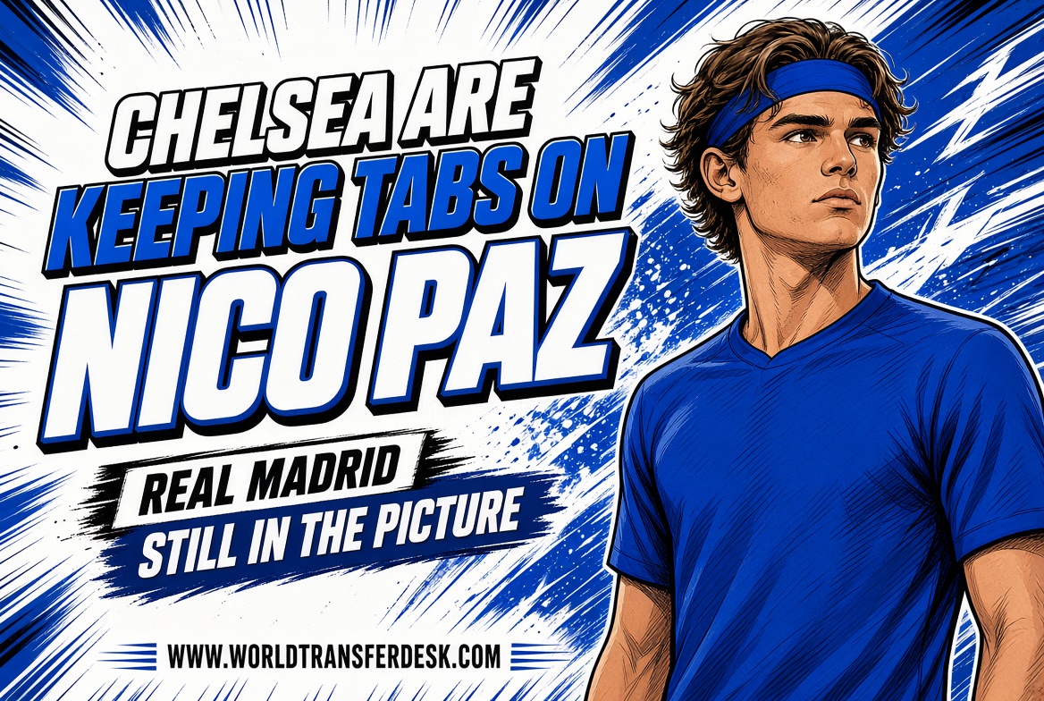 Nico Paz in Como colours amid reports of interest from Chelsea and Real Madrid.