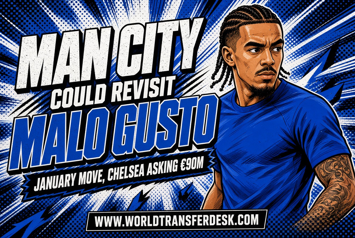 Chelsea defender Malo Gusto amid reports of interest from Manchester City ahead of the January transfer window.